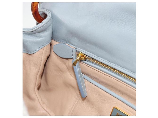 PRADA Sac à épaule en cuir à chaîne Gathered Pla Bleu clair - vue 21