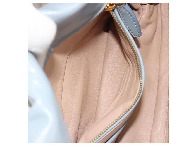 PRADA Sac à épaule en cuir à chaîne Gathered Pla Bleu clair - vue 22