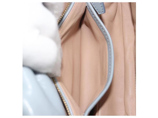 PRADA Sac à épaule en cuir à chaîne Gathered Pla Bleu clair - vue 23