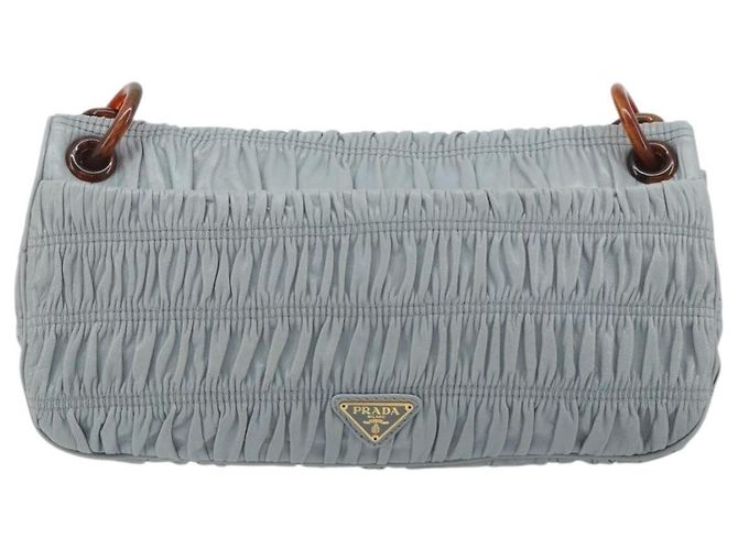 PRADA Sac à épaule en cuir à chaîne Gathered Pla Bleu clair - vue 3