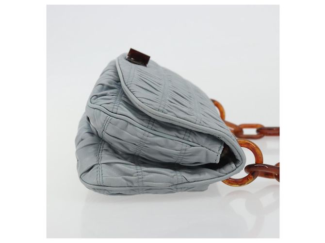 PRADA Sac à épaule en cuir à chaîne Gathered Pla Bleu clair - vue 4