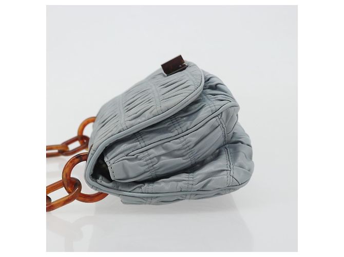 PRADA Sac à épaule en cuir à chaîne Gathered Pla Bleu clair - vue 5