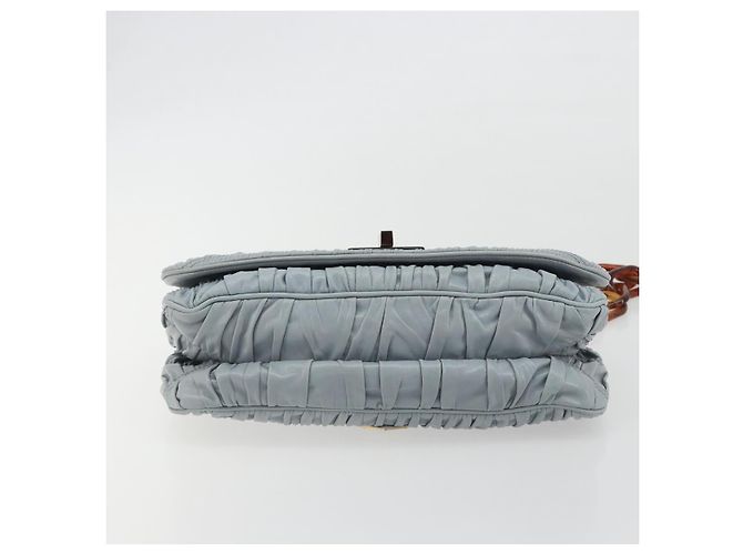 PRADA Sac à épaule en cuir à chaîne Gathered Pla Bleu clair - vue 9