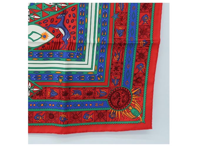 Hermès HERMES Carre 90 Scarf  ORS BLEUS D'AFRIQUE  Silk Red - vista 10