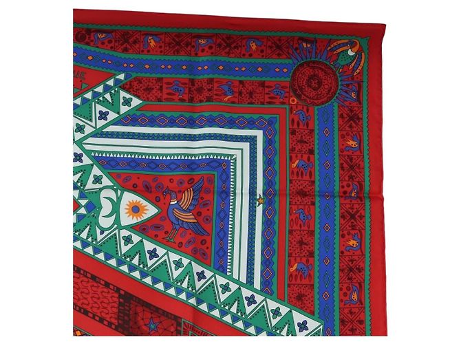 Hermès HERMES Carre 90 Scarf  ORS BLEUS D'AFRIQUE  Silk Red - vista 4