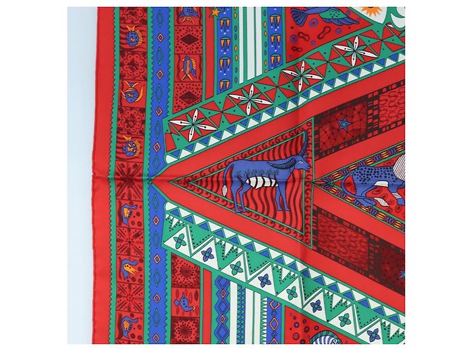 Hermès HERMES Carre 90 Scarf  ORS BLEUS D'AFRIQUE  Silk Red - vista 5