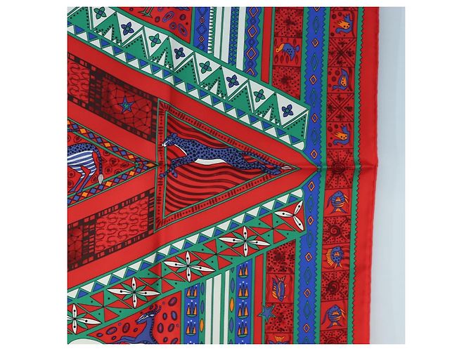 Hermès HERMES Carre 90 Scarf  ORS BLEUS D'AFRIQUE  Silk Red - vista 7