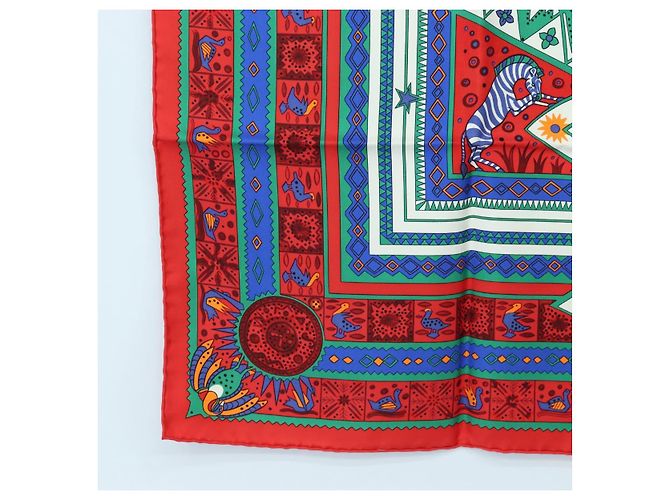 Hermès HERMES Carre 90 Scarf  ORS BLEUS D'AFRIQUE  Silk Red - vista 8