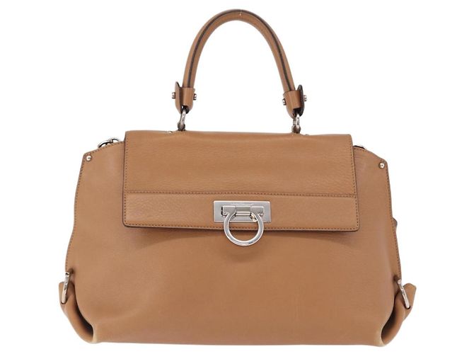 Salvatore Ferragamo Sofia Gancini Hand Bag Leather 2way Beige Silver - vista 2