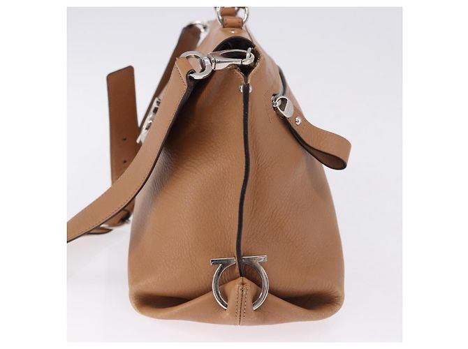 Salvatore Ferragamo Sofia Gancini Hand Bag Leather 2way Beige Silver - vista 5