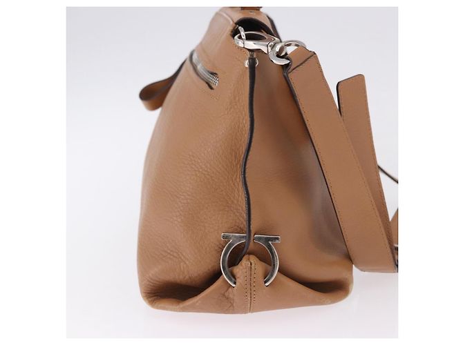 Salvatore Ferragamo Sofia Gancini Hand Bag Leather 2way Beige Silver - vista 6