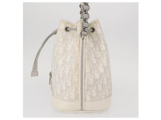 Christian Dior Trotter Romantic Chain Shoulder Bag PVC White Silver - vista 3