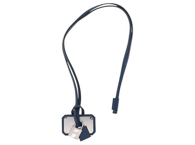 Hermès HERMES Okelley GM Necklace Leather Navy - vista 2