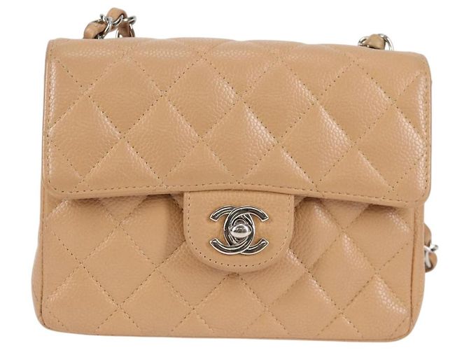 CHANEL Mini Matelasse 17 Chain Shoulder Bag Caviar Skin Beige CC - vista 13