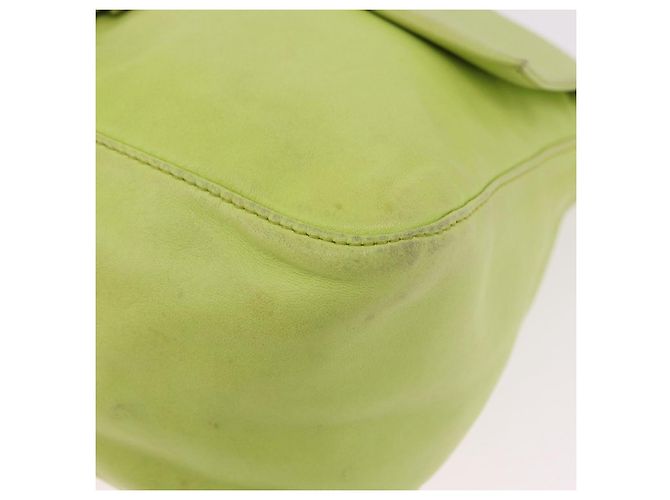 FENDI Mamma Baguette Shoulder Bag Leather Green Silver - vista 12