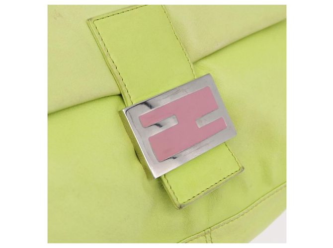 FENDI Mamma Baguette Shoulder Bag Leather Green Silver - vista 16