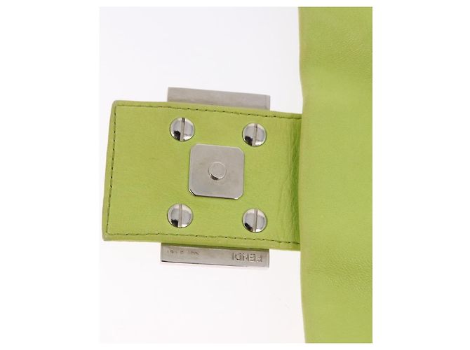 FENDI Mamma Baguette Shoulder Bag Leather Green Silver - vista 17