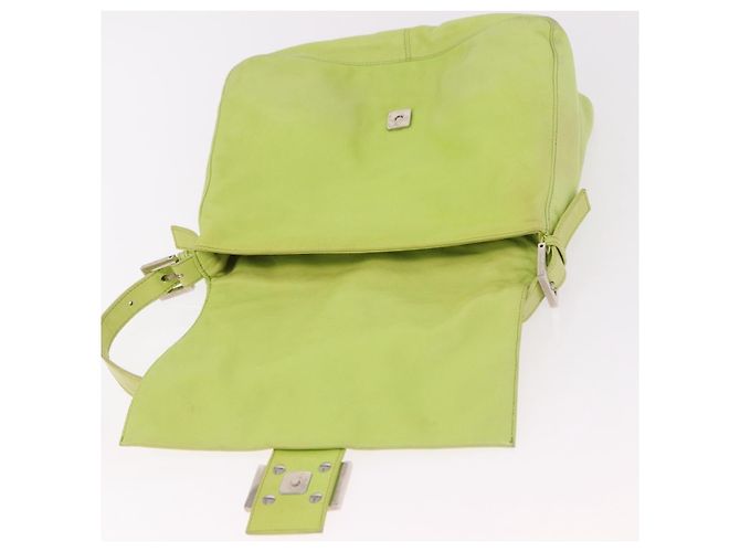 FENDI Mamma Baguette Shoulder Bag Leather Green Silver - vista 18