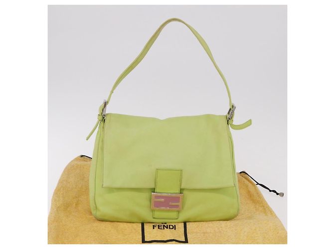 FENDI Mamma Baguette Shoulder Bag Leather Green Silver - vista 27