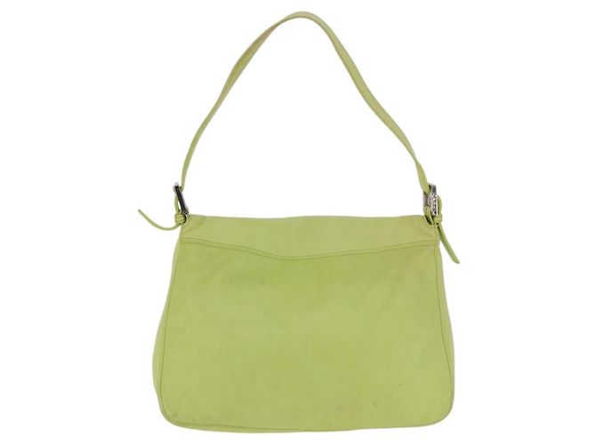 FENDI Mamma Baguette Shoulder Bag Leather Green Silver - vista 3