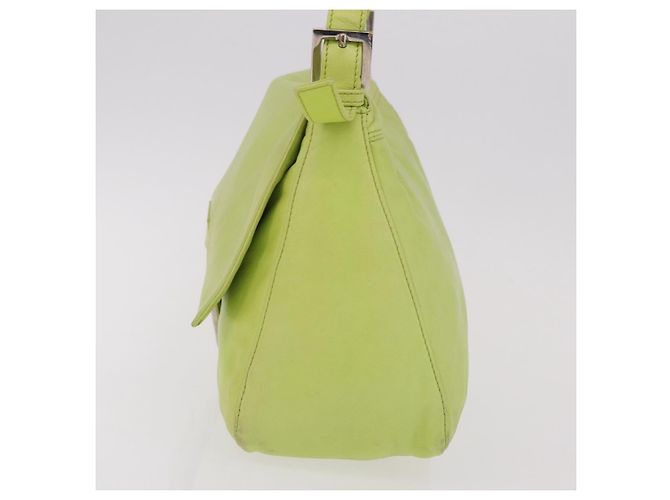 FENDI Mamma Baguette Shoulder Bag Leather Green Silver - vista 4