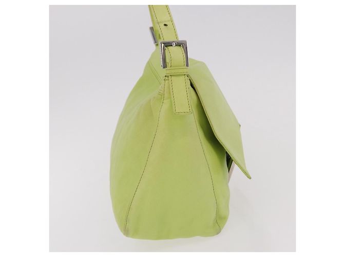 FENDI Mamma Baguette Shoulder Bag Leather Green Silver - vista 5