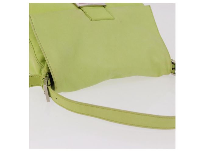 FENDI Mamma Baguette Shoulder Bag Leather Green Silver - vista 6