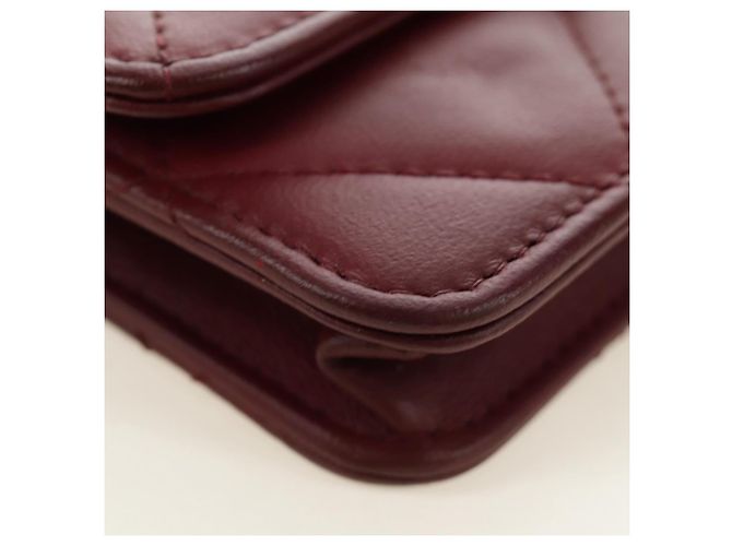 CHANEL Matelasse Shoulder Bag Calf Skin Silver Bordeaux CC - vista 13