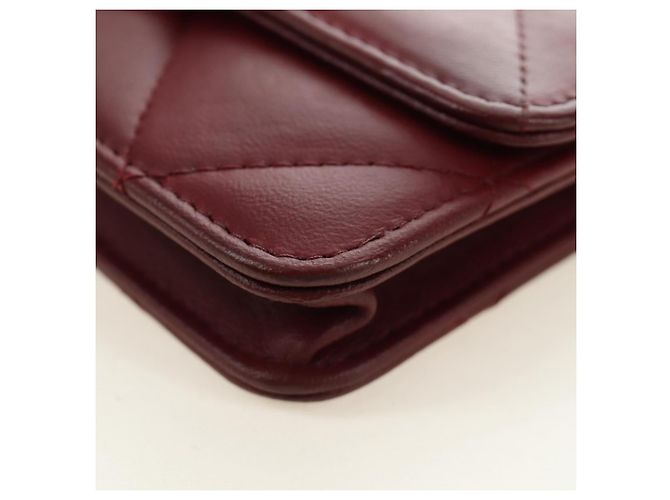 CHANEL Matelasse Shoulder Bag Calf Skin Silver Bordeaux CC - vista 14