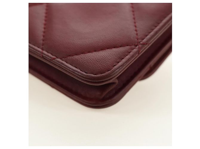 CHANEL Matelasse Shoulder Bag Calf Skin Silver Bordeaux CC - vista 16