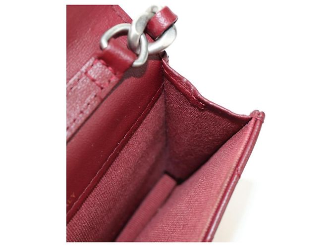 CHANEL Matelasse Shoulder Bag Calf Skin Silver Bordeaux CC - vista 21