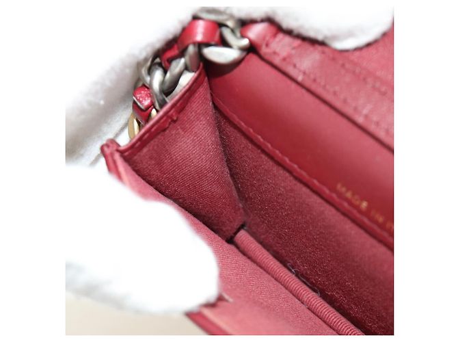 CHANEL Matelasse Shoulder Bag Calf Skin Silver Bordeaux CC - vista 22