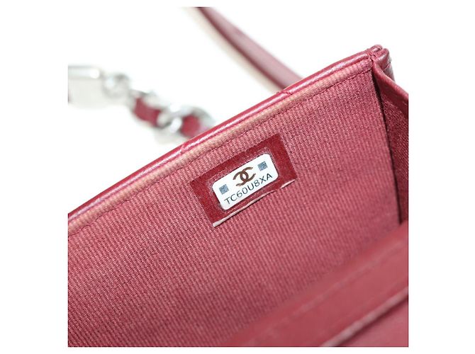 CHANEL Matelasse Shoulder Bag Calf Skin Silver Bordeaux CC - vista 23