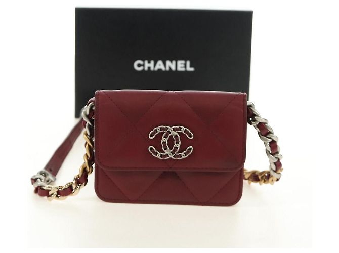 CHANEL Matelasse Shoulder Bag Calf Skin Silver Bordeaux CC - vista 25