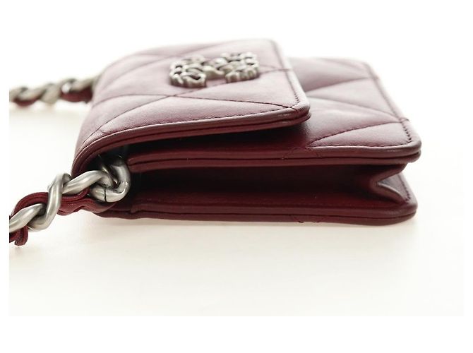 CHANEL Matelasse Shoulder Bag Calf Skin Silver Bordeaux CC - vista 4