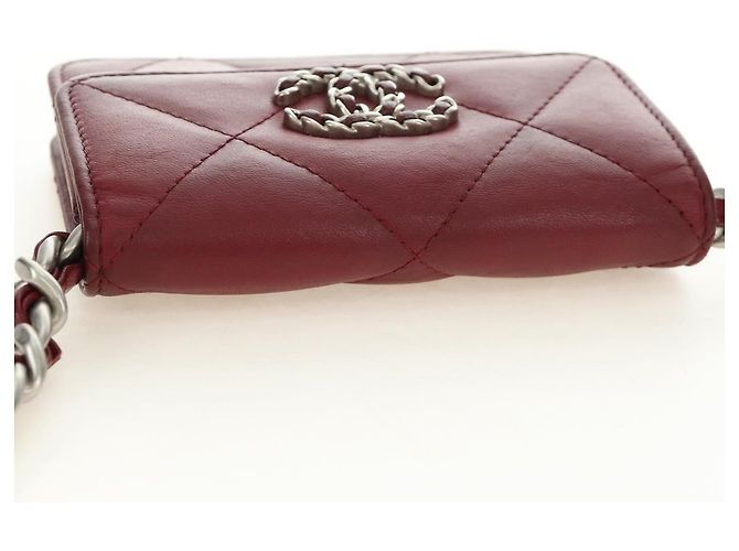 CHANEL Matelasse Shoulder Bag Calf Skin Silver Bordeaux CC - vista 6