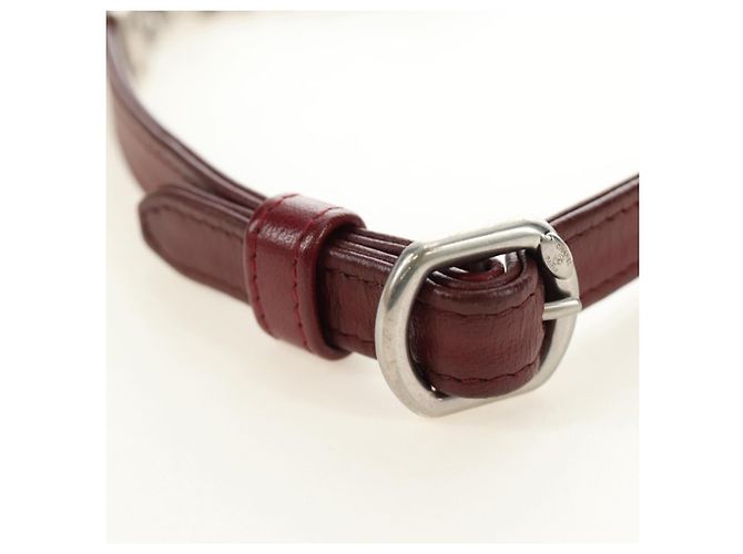 CHANEL Matelasse Shoulder Bag Calf Skin Silver Bordeaux CC - vista 8