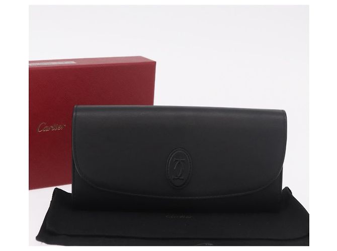 CARTIER Long Wallet Leather Black Gold - vista 12