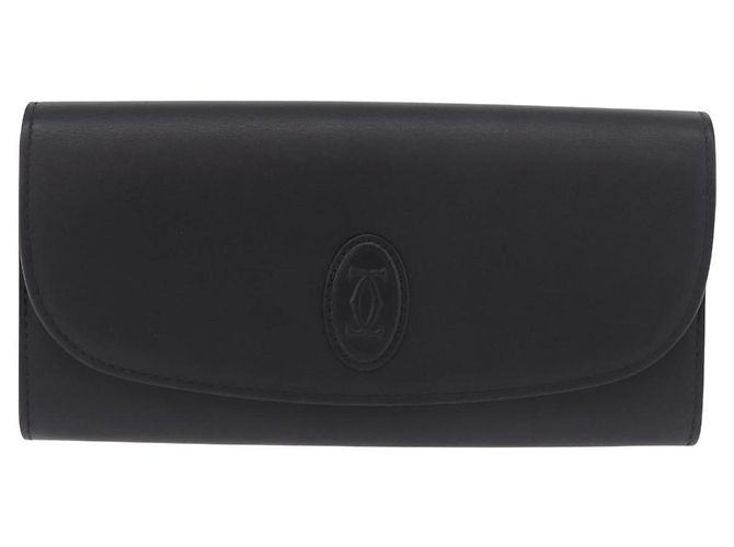 CARTIER Long Wallet Leather Black Gold - vista 13