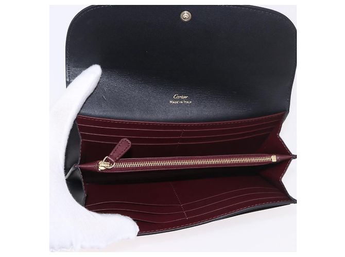 CARTIER Long Wallet Leather Black Gold - vista 8