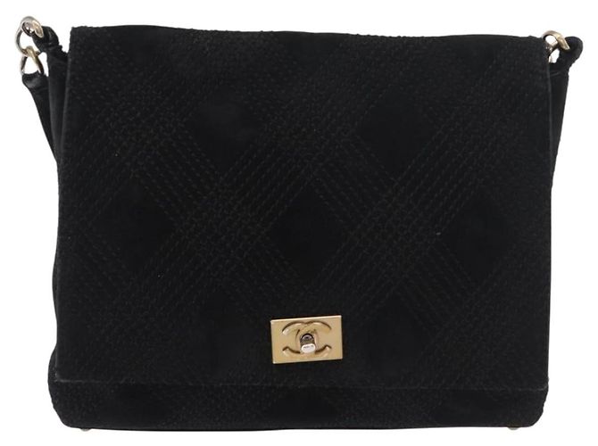 CHANEL Wild Stitch Chain Shoulder Bag Suede Black Gold CC - vista 13