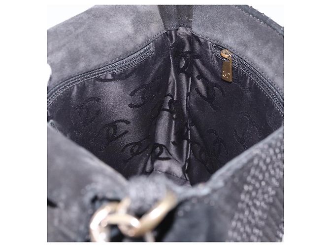CHANEL Wild Stitch Chain Shoulder Bag Suede Black Gold CC - vista 21