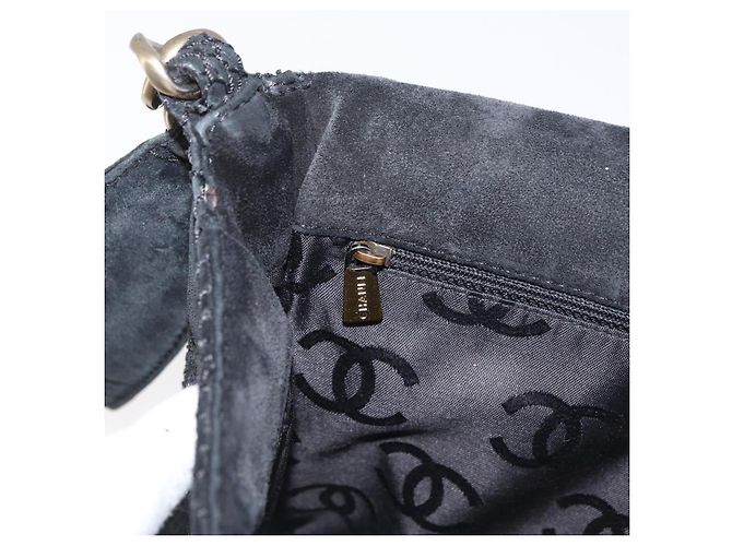 CHANEL Wild Stitch Chain Shoulder Bag Suede Black Gold CC - vista 23