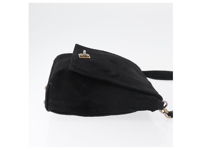 CHANEL Wild Stitch Chain Shoulder Bag Suede Black Gold CC - vista 4