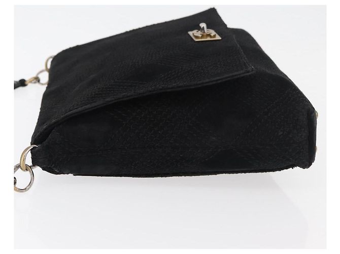 CHANEL Wild Stitch Chain Shoulder Bag Suede Black Gold CC - vista 5