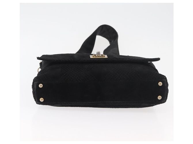 CHANEL Wild Stitch Chain Shoulder Bag Suede Black Gold CC - vista 6