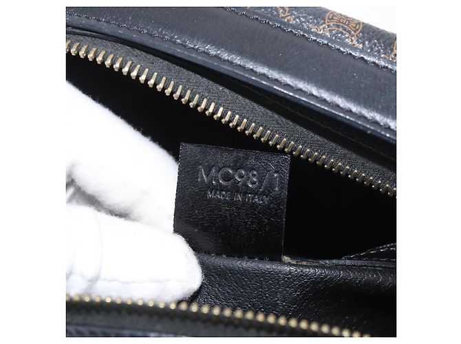 Céline CELINE Macadam Canvas Hand Bag PVC Leather Black Gold - vista 12