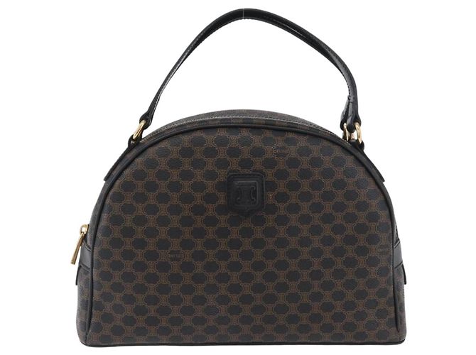 Céline CELINE Macadam Canvas Hand Bag PVC Leather Black Gold - vista 13