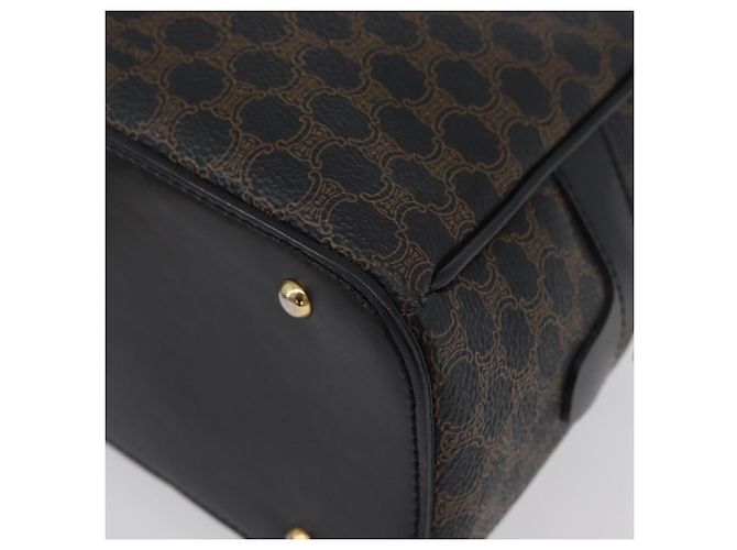 Céline CELINE Macadam Canvas Hand Bag PVC Leather Black Gold - vista 16