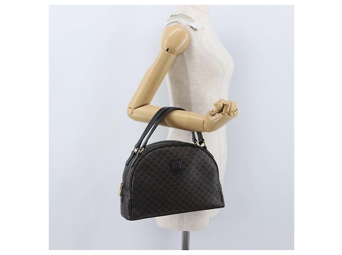 Céline CELINE Macadam Canvas Hand Bag PVC Leather Black Gold - vista 23